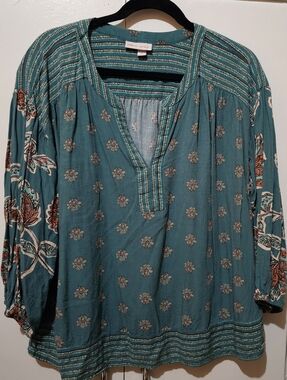Knox Rose Teal Floral Boho Tunic